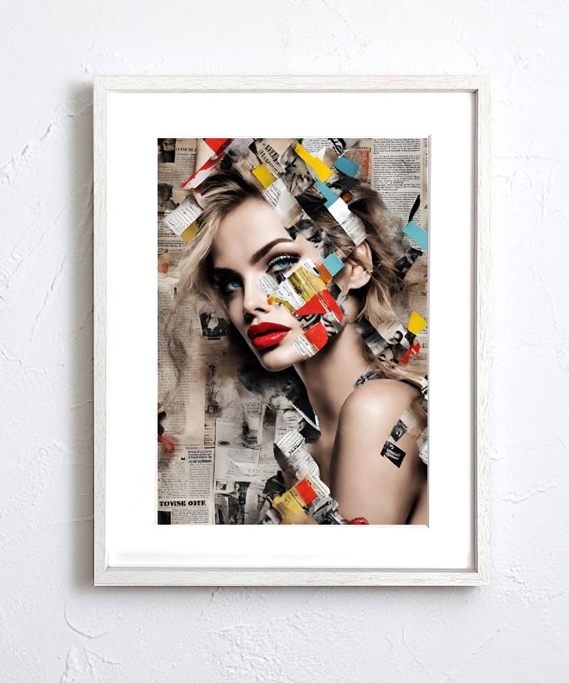 原画　コラージュ　現代アート ニュースペーパーを抽象的にコラージュした『Creativity』。A4