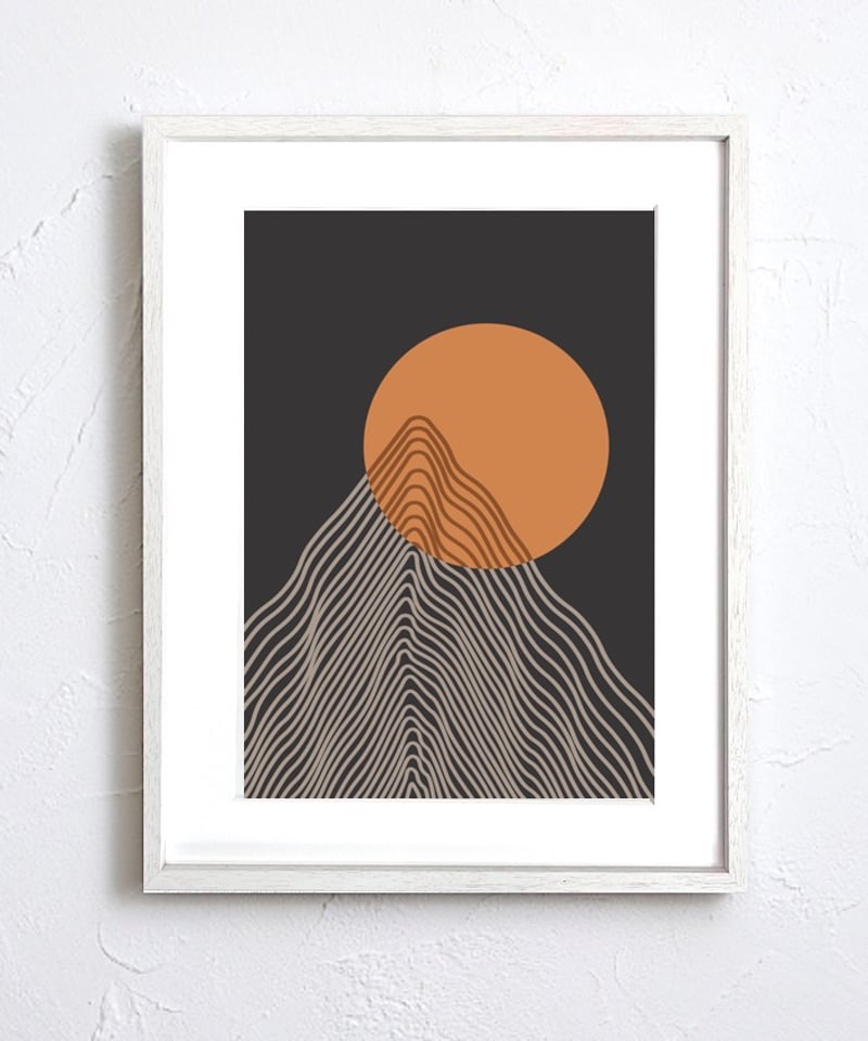 アートポスター　　NO2（14051） Precise｜太陽と山をレトロに描いたボヘミアンミニマルアートポスター