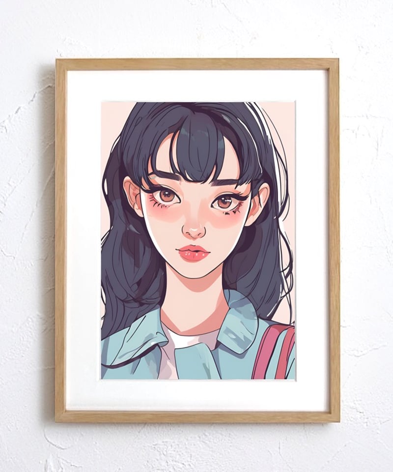 Long Hair Girl｜ロングヘアの少女を描いたレトロポップアートポスター