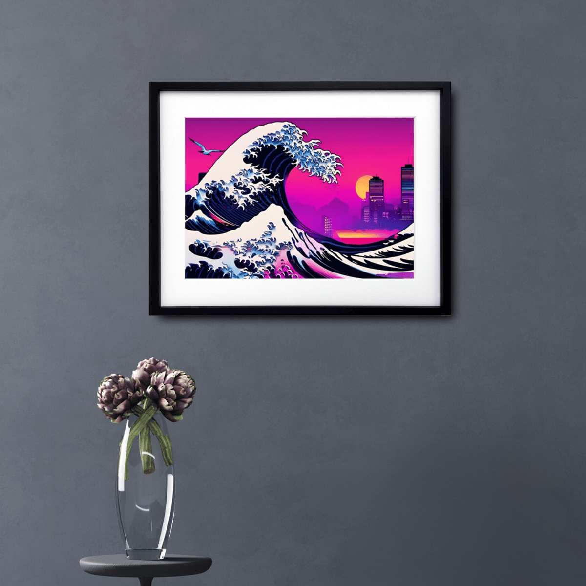 現代アート【夜景】lithograph 限定36 The Great Wave 現代風浮世絵 神奈川沖浪裏 和モダン 海 都会