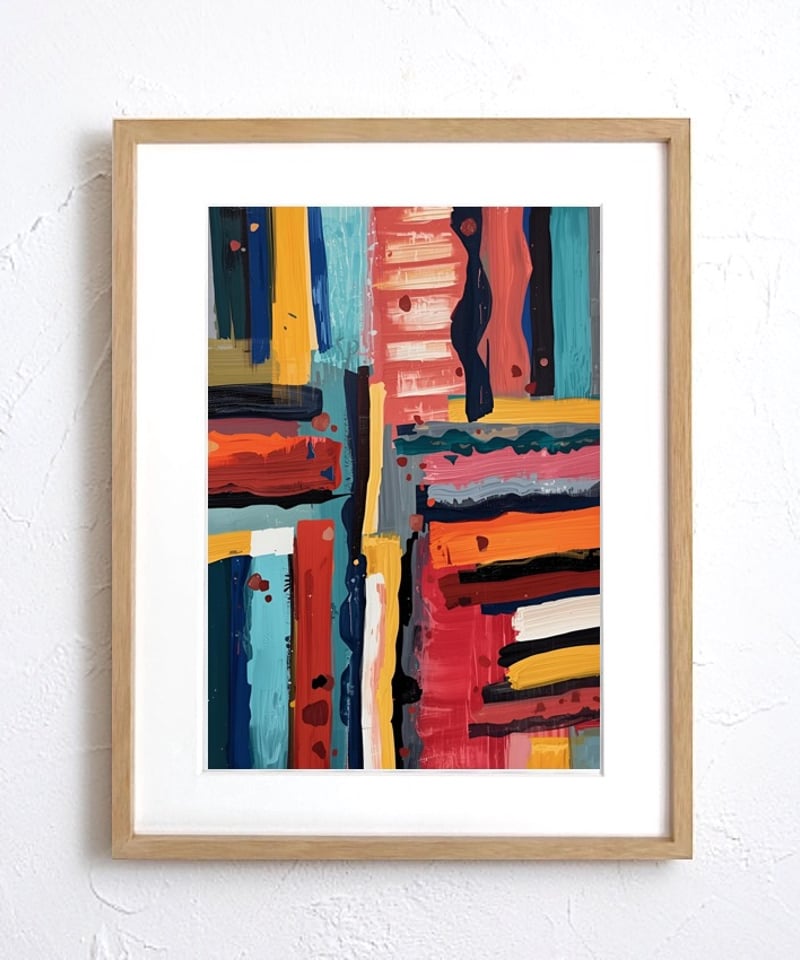 Color Symphony｜赤・青・黄が奏でる抽象アートポスター｜色彩のリズム