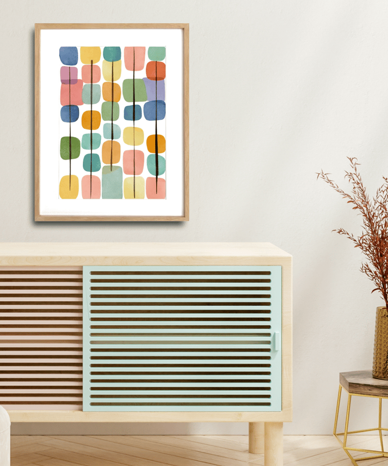 植物の種を北欧ミニマルに描いたアートポスター。A4〜A2額縁付き・国内