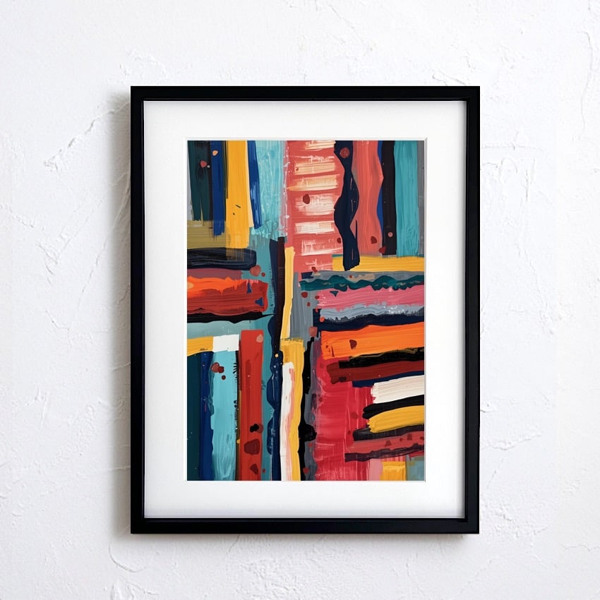 Color Symphony｜赤・青・黄が奏でる抽象アートポスター｜色彩のリズム