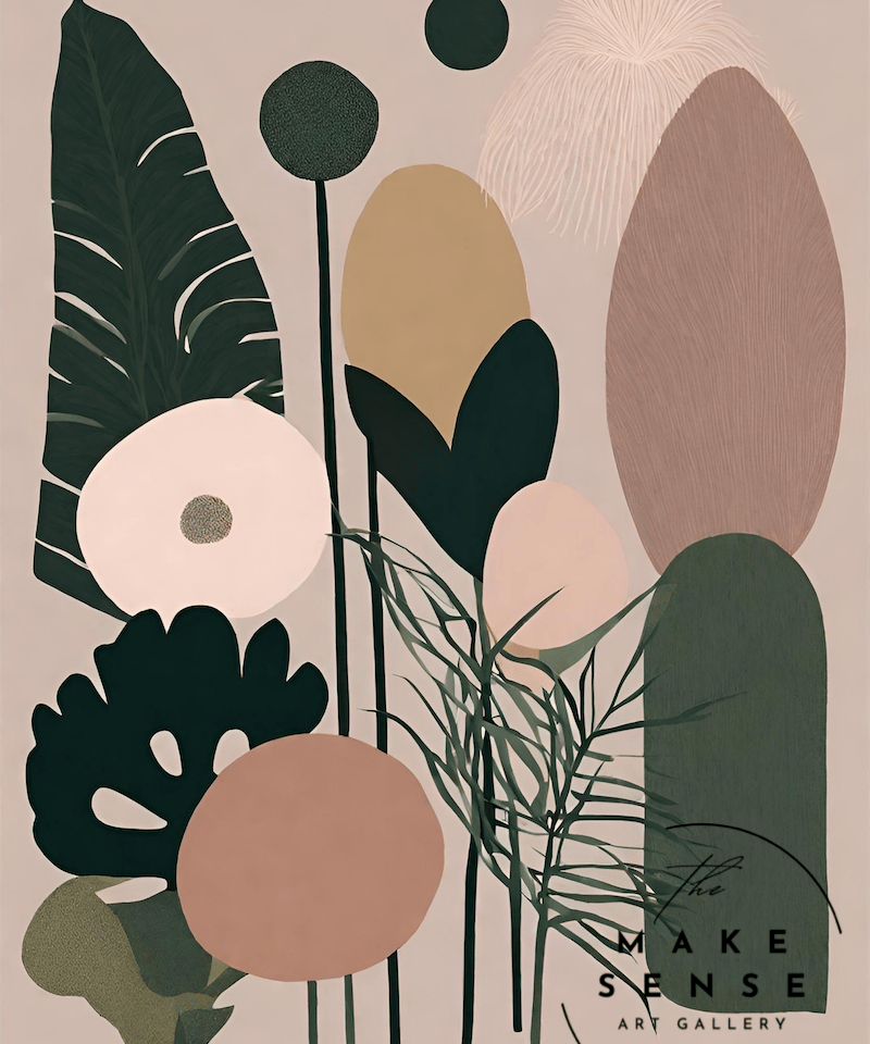 ボタニカル ミニマル 抽象画 共存 スカンジナビアン 北欧 植物 花