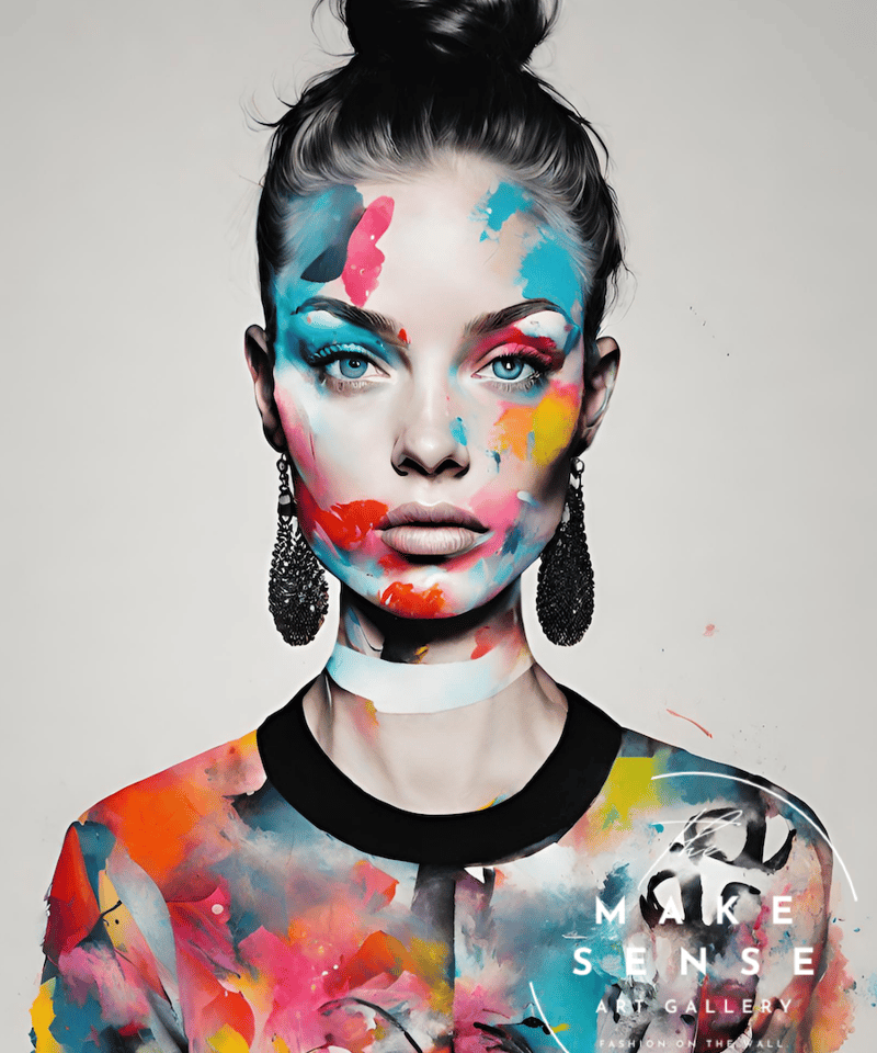 女性モデル 肖像画 アブストラクト ファッショナブル 抽象画