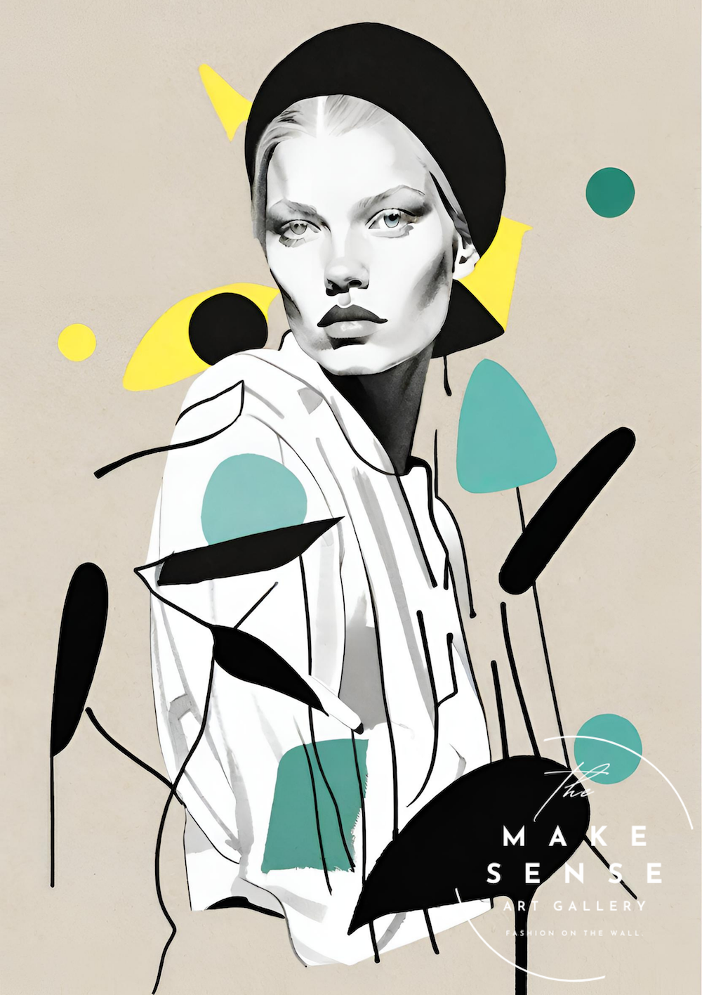 Day dreaming｜北欧モノクロ×繊細カラーの女性シルエットアート