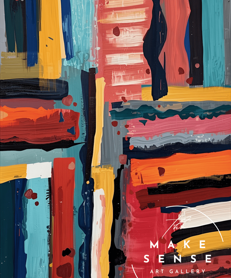 Color Symphony｜赤・青・黄が奏でる抽象アートポスター｜色彩のリズム