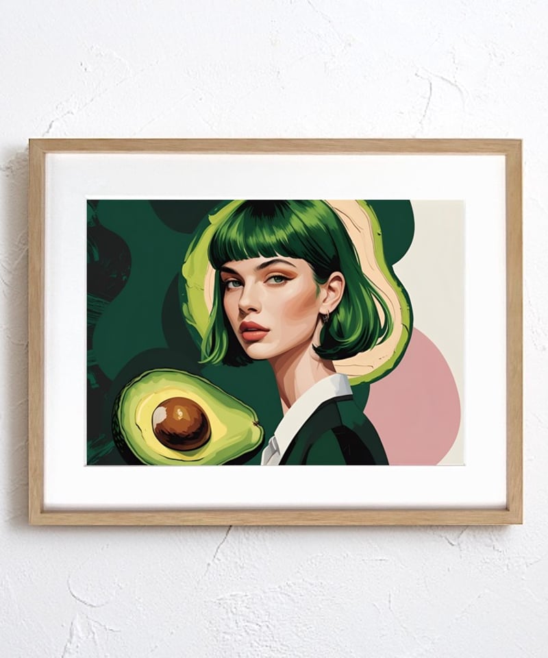 Avocado Girl｜ポップでシュールなアボカド×女性アートポスター