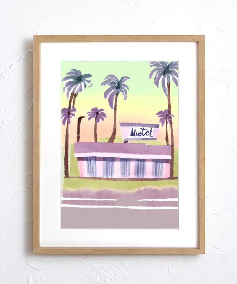 Motel｜カラフル×レトロのカリフォルニアドローイングアートポスター