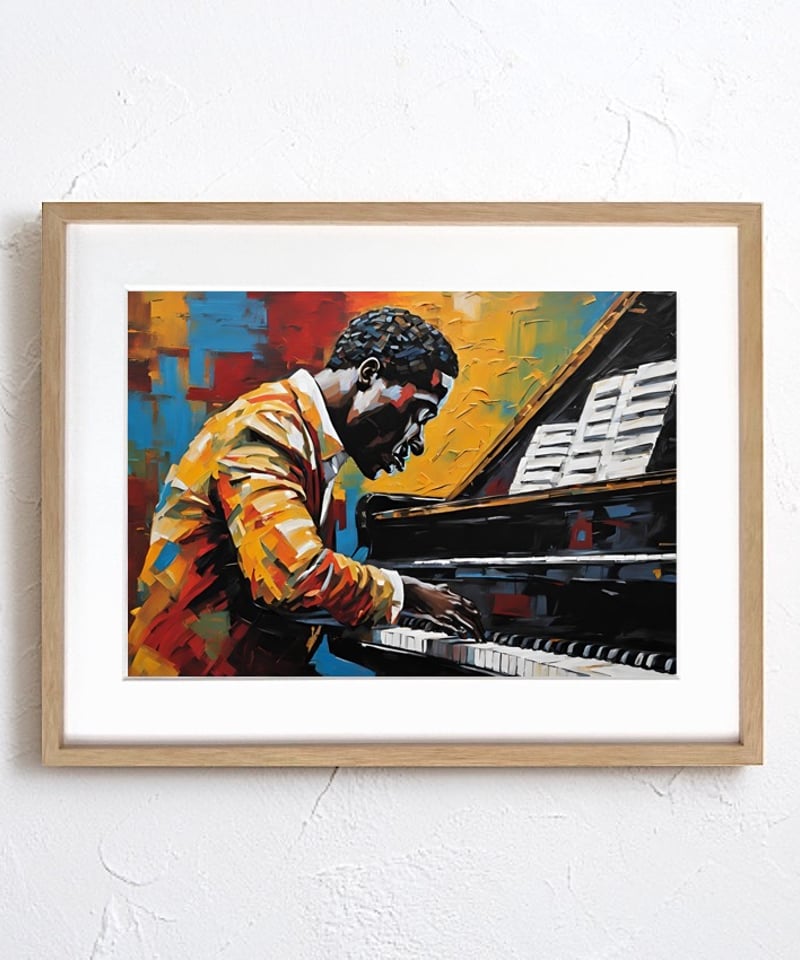 Piano Man｜渋さ漂うピアノ男性アートポスター｜レトロモダンな部屋に
