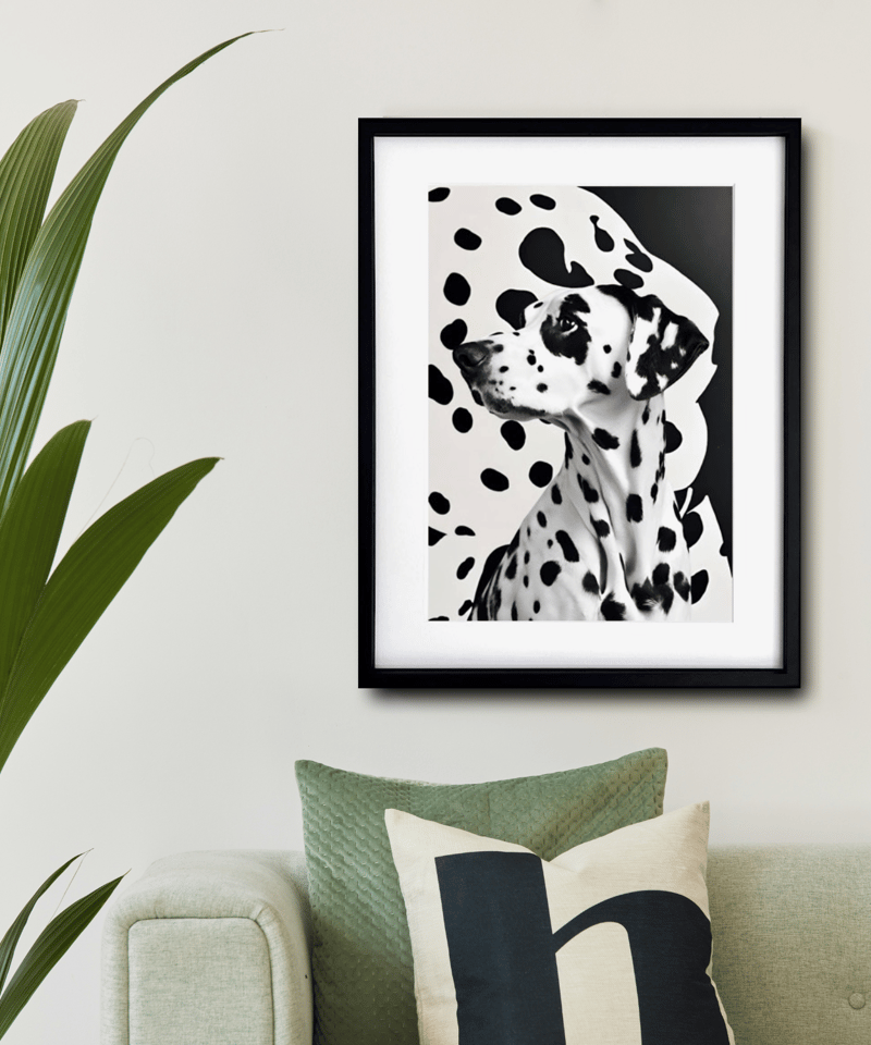 Dalmatian｜モノクロが映えるダルメシアンのアートポスター｜シンプル