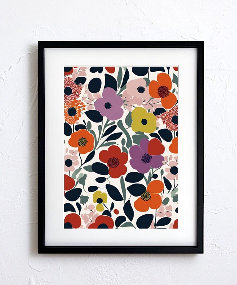 Resonance｜マリメッコ風ボタニカルアートポスター｜花々の調和を描く