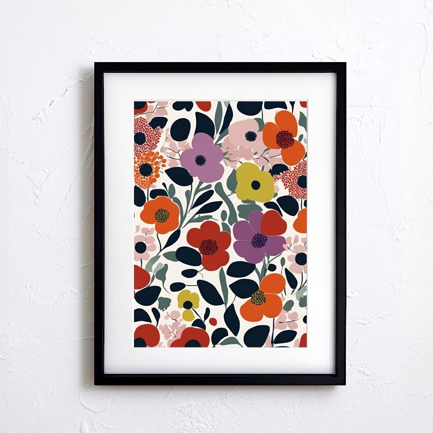 Resonance｜マリメッコ風ボタニカルアートポスター｜花々の調和を描く