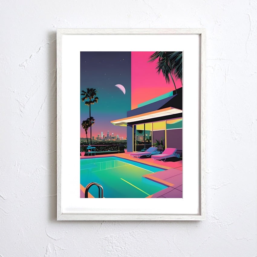 な 絵画カリフォルニアビンテージアート ロサンゼルス LA 風景 西海岸 レトロ カリフォルニア