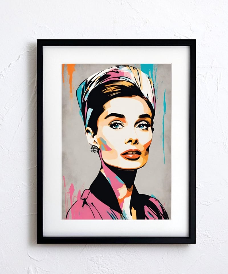 【値下げ】オードリーヘップバーン　アート　額　デザイン画　油絵 楽天市場】【油絵風 絵画 40cm×60cm ポスター】オードリー
