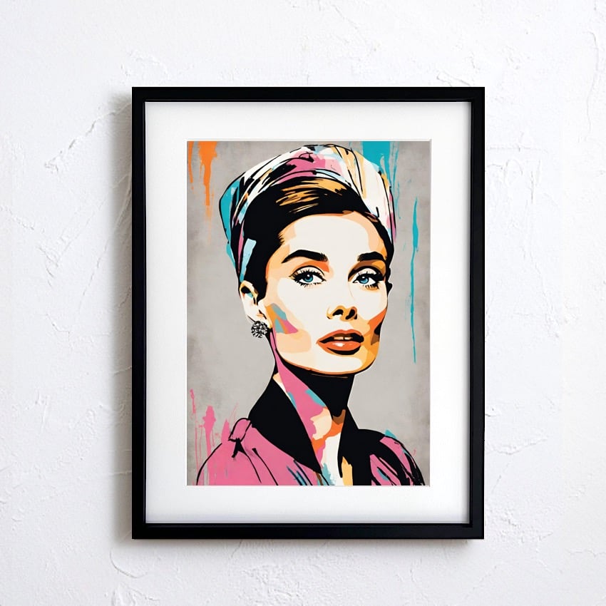 Audrey Hepburn｜鮮やかな抽象表現で描く現代アートポスター｜A4〜A2