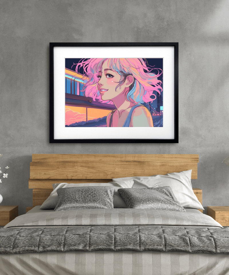 Bob Girl Ⅵ｜レトロでかわいいパステルガールのアートポスター