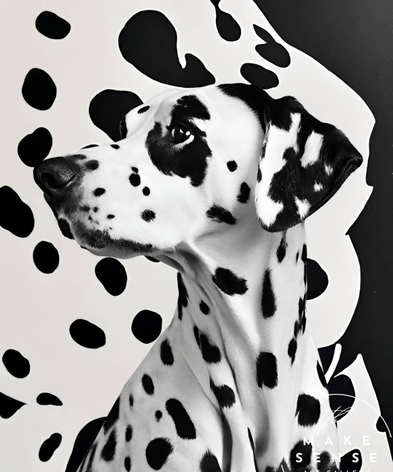 Dalmatian｜モノクロが映えるダルメシアンのアートポスター｜シンプル