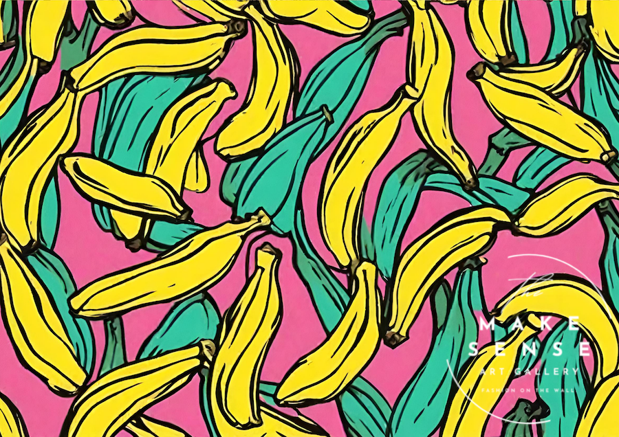 額縁 絵画 バナナ インテリア BANANA｜抽象的に描いたカラフルなバナナのコンテンポラリー
