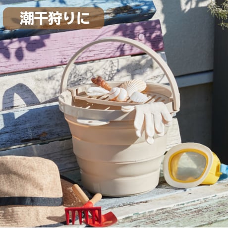 おりたためるバケツ8L ちょい置きトレー付
