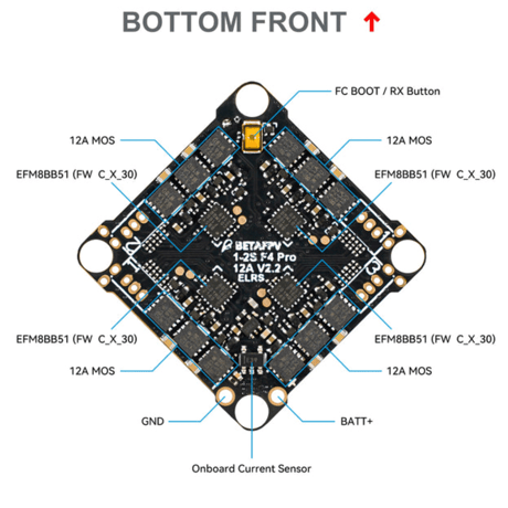 Betafpv F4 1S 12A AlO Flight Controller (SP| Frsky)