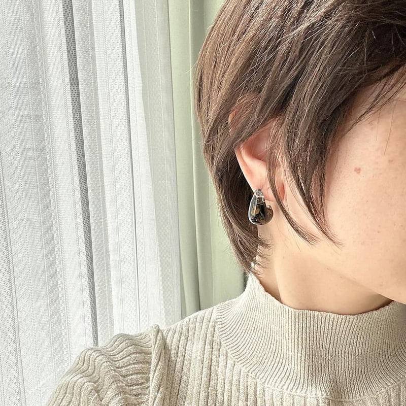 ヒロタカ　ピアス　［オニキス×タイガーアイ］ Hirotaka / BIRD OF PARADISE ネイキッド ストーン スタッド