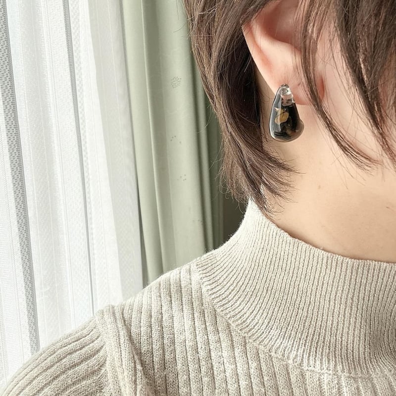 ミックスさざれ石のしずく型ピアス＆イヤリング レジン天然石