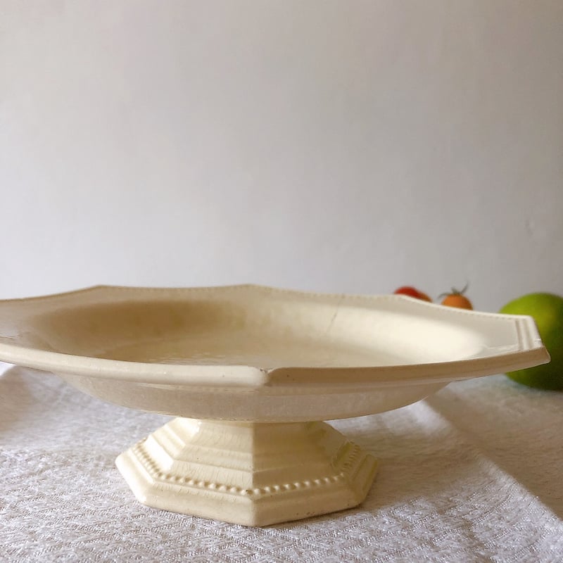 希少　クレイユモントロー　オクトゴナルケーキスタンド　フランスアンティーク食器 クレイユモントロー オクトゴナル ケーキスタンド フランス