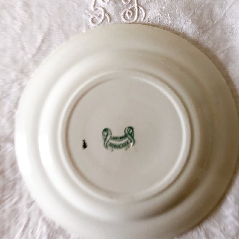 ヴィエイヤールボルドー　カマイユ ディナープレート　C フランスアンティーク食器 ヴィエイヤールボルドー ルアン ディナープレート グリーン F