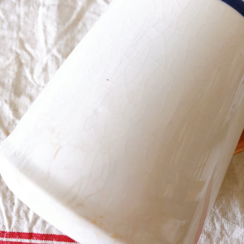 HBCMベアン バスク柄ピシェ ミルクポット 600ML オレンジx青 フランス