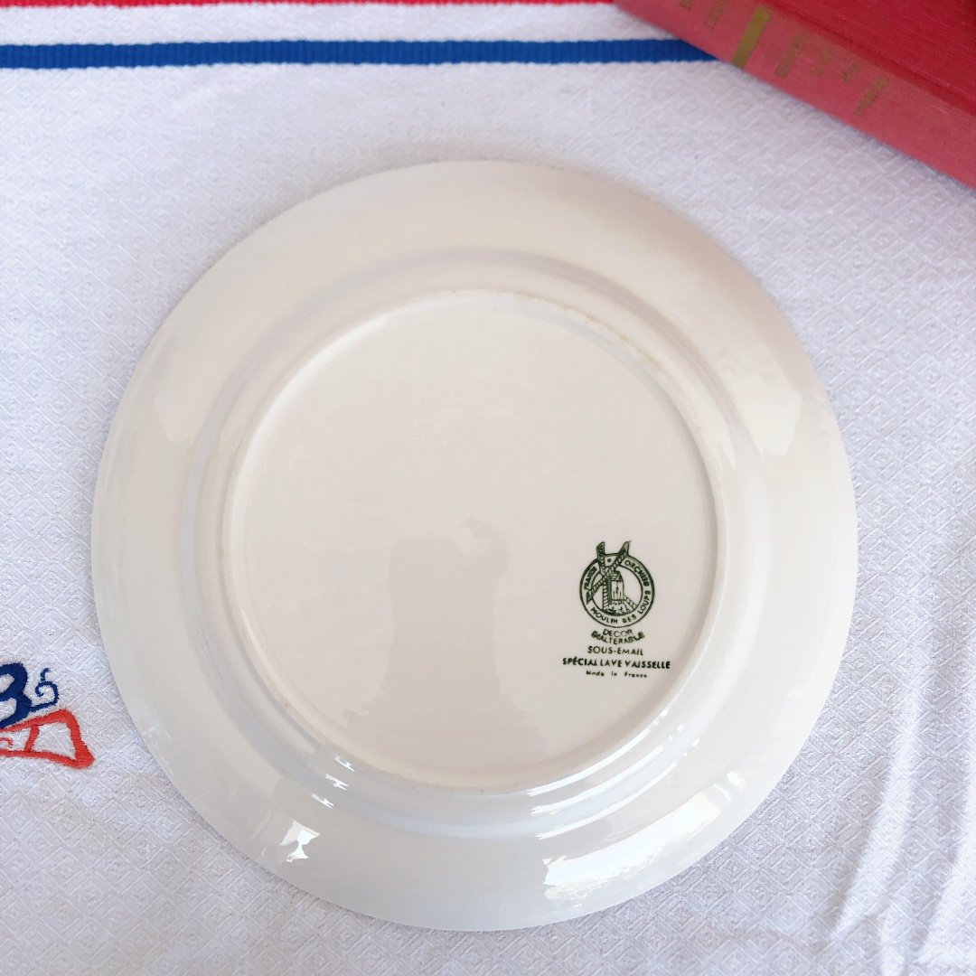 美品ムーランデルー バスク柄 大皿 ラウンドプレートB フランスアンティーク食器 美品ムーランデルー バスク柄 大皿 ラウンドプレートB フランス