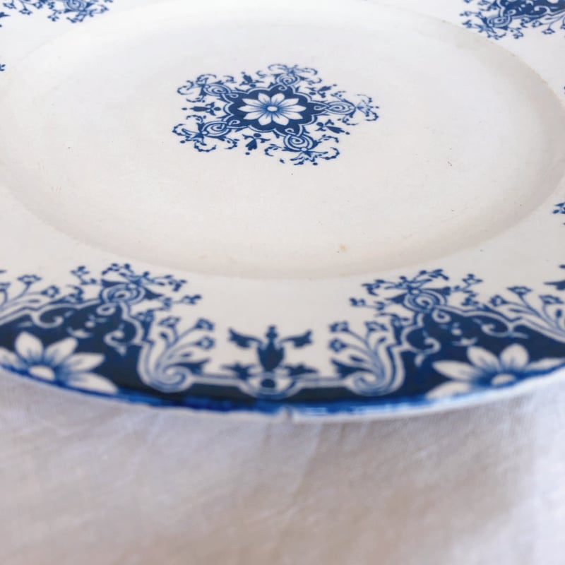 ヴィエイヤーボルドー　ルアン　ディナープレート　フランスアンティーク食器 ヴィエイヤールボルドー ルアン ディナープレート ブルー フランス