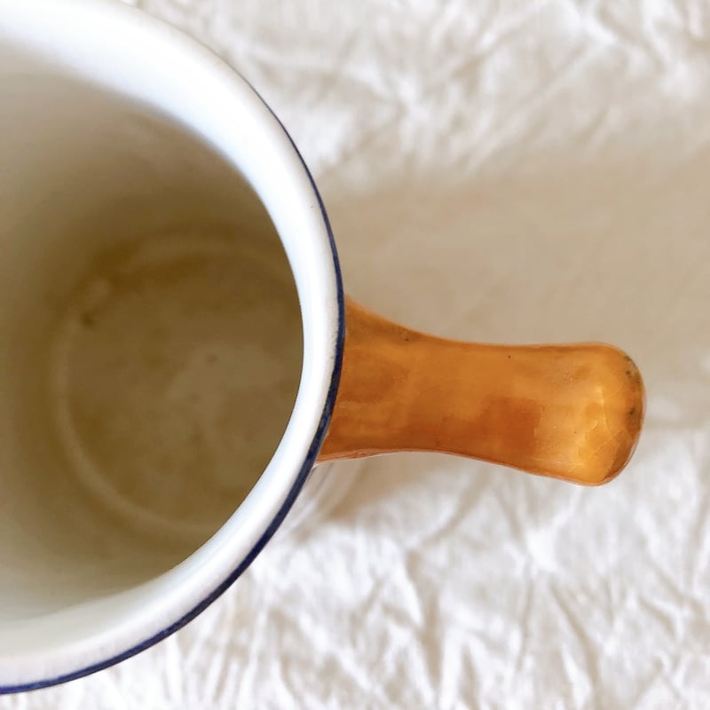 HBCMベアン バスク柄ピシェ ミルクポット 600ML オレンジx青 フランス