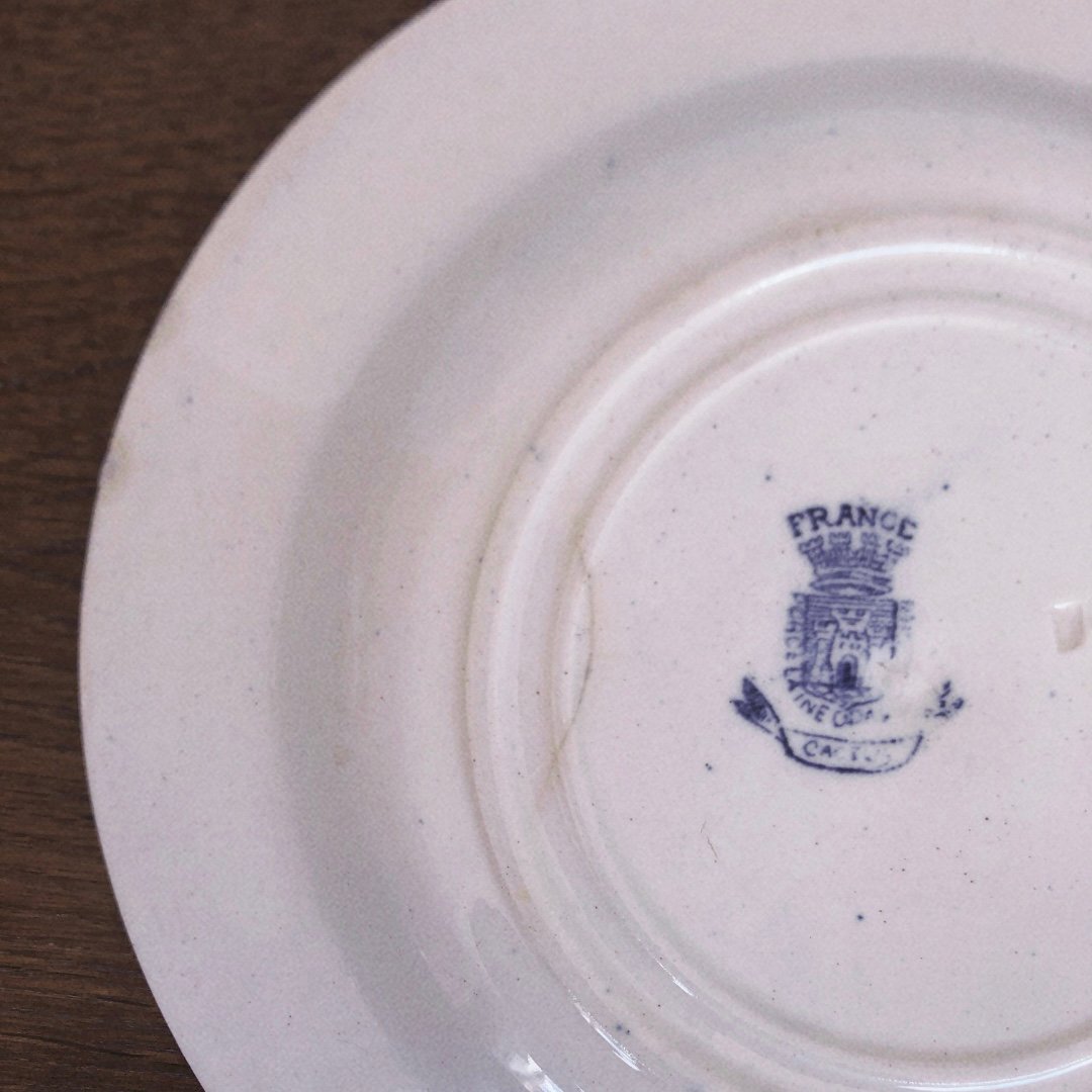 再値下げ❗️フランスアンティークプレート ジアン 2枚set スーププレート 美品 ジアン あざみ柄 スーププレート A レッド フランス