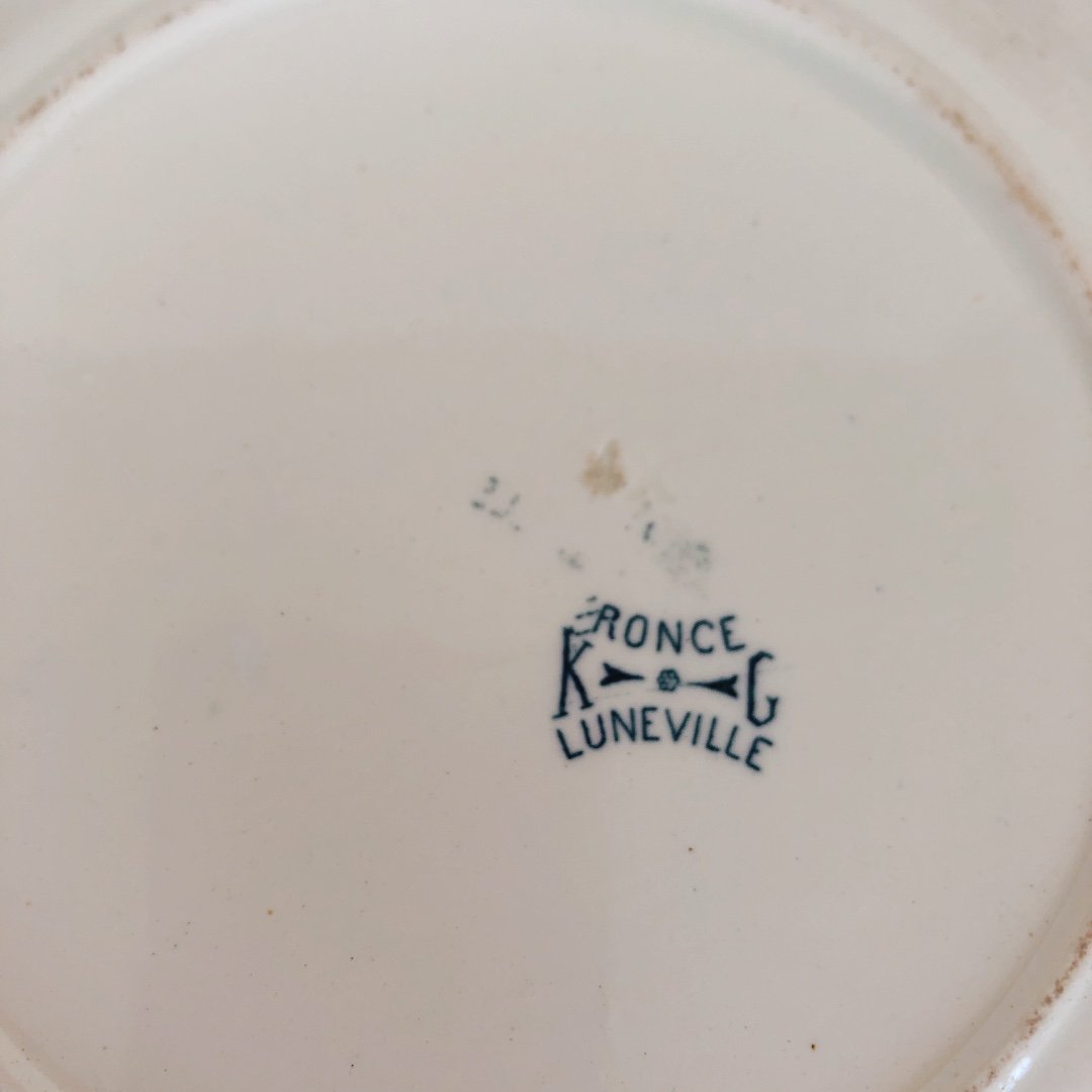 【超希少】フランスアンティーク食器 Lunéville K&G （サイン入り） フランスアンティーク K＆G Luneville リュネヴィル 『RONCE』木苺&鳥
