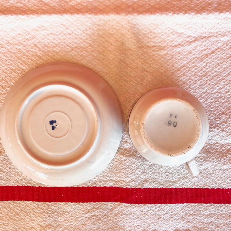 バドンヴィレー バスク柄カップアンドソーサー A フランスアンティーク