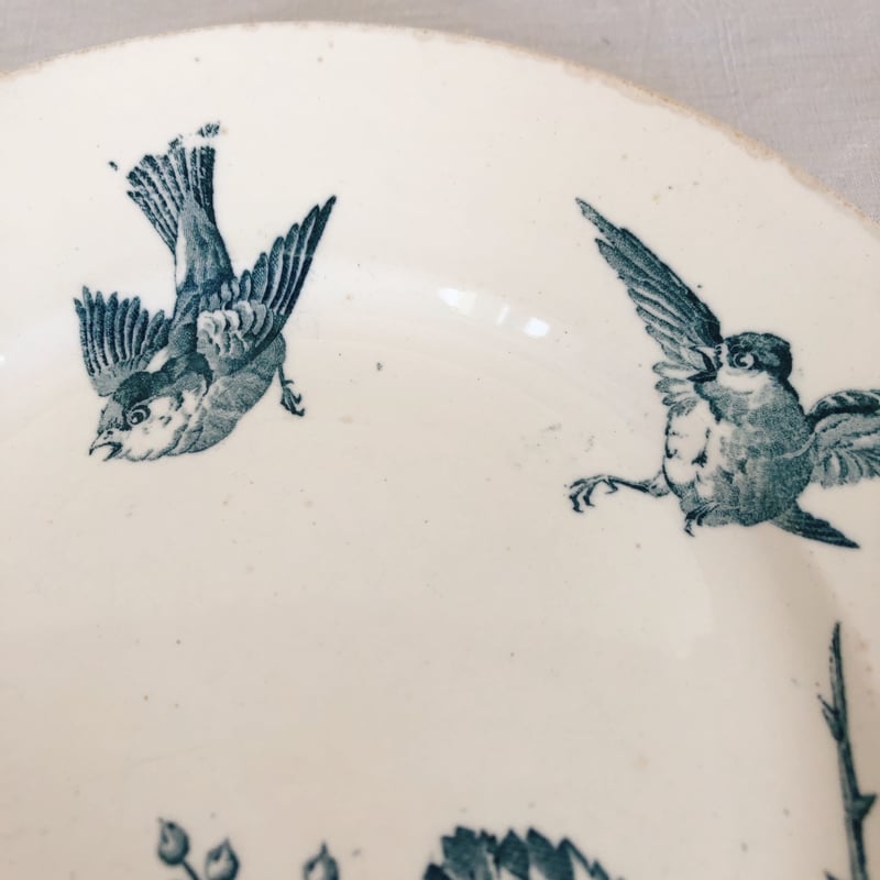 フランスアンティーク K＆G Luneville リュネヴィル 『RONCE』木苺&鳥