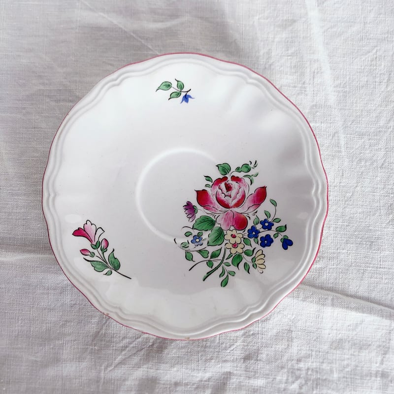 フランスアンティーク リュネヴィル窯 カップ & ソーサー ディネット 小鳥と花 フランスアンティーク リュネヴィル窯 カップ & ソーサー ディ