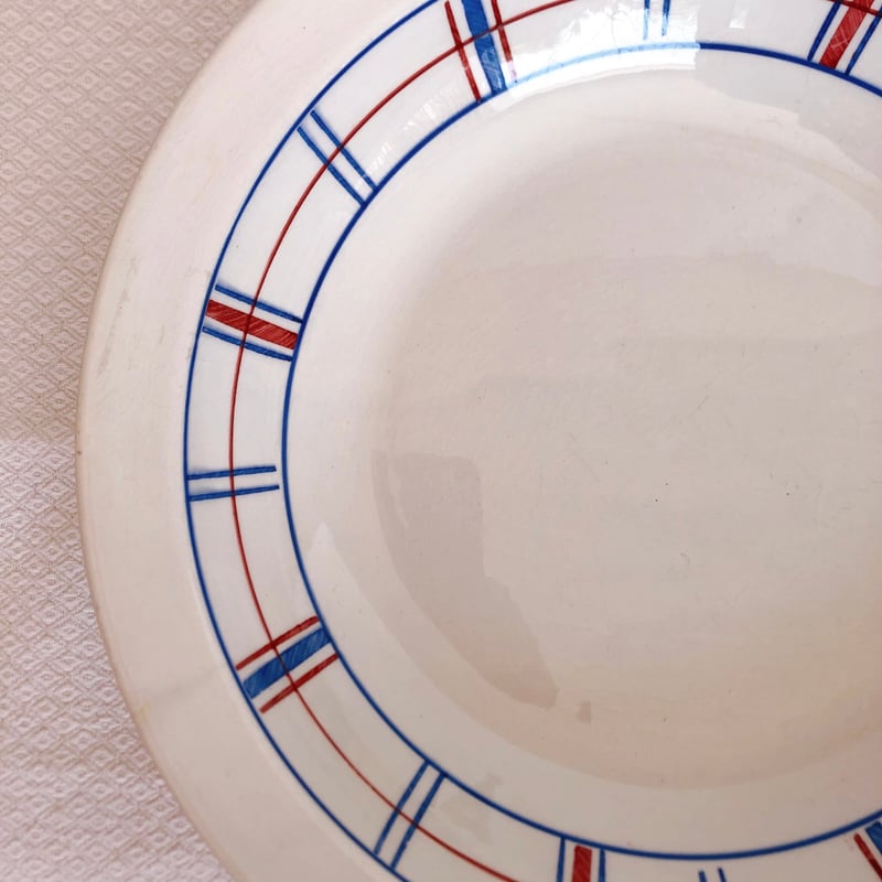 リュネビル バスク柄 大皿／大深皿／サラディエ トリコロール アンティーク食器 リュネビル バスク柄 大皿／大深皿／サラディエ トリコロール