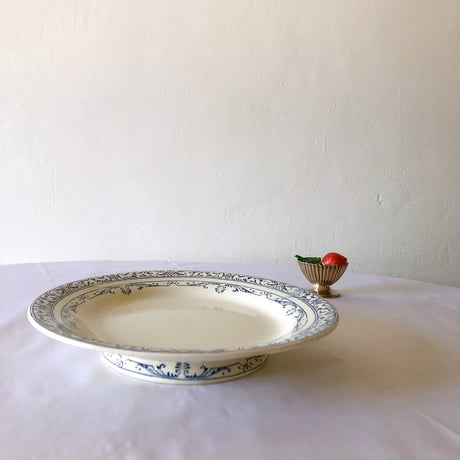 コンポティエ　ケーキ台　小花柄　マーガレット　藍色　ブルー　フランス コンポティエ ケーキ台 小花柄 マーガレット 藍色 ブルー フランス