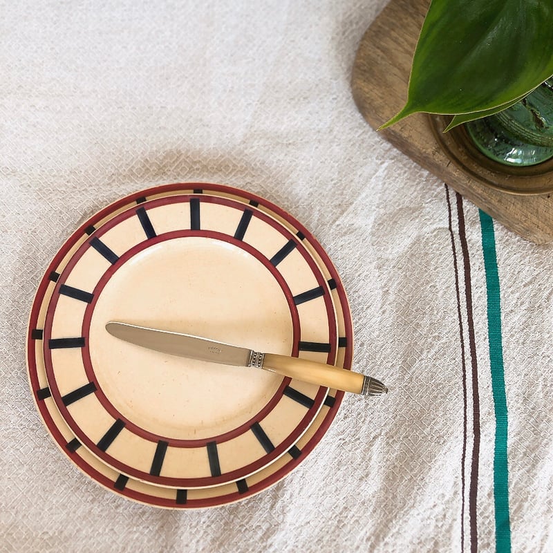 HBCM べアン クレイユモントロー バスク柄ディナープレート B フランス