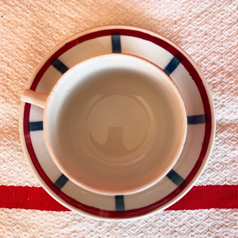 バドンヴィレー バスク柄カップアンドソーサー A フランスアンティーク