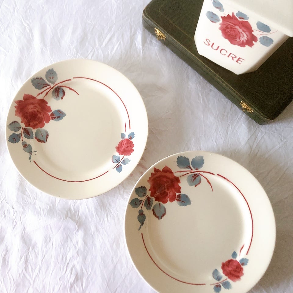 バドンヴィレー バラ柄ディナープレート B 平皿 フランスアンティーク