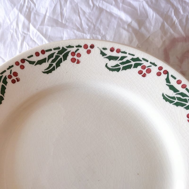 クレイユエモントロー HOUX 柊柄 ディナープレート C フランス