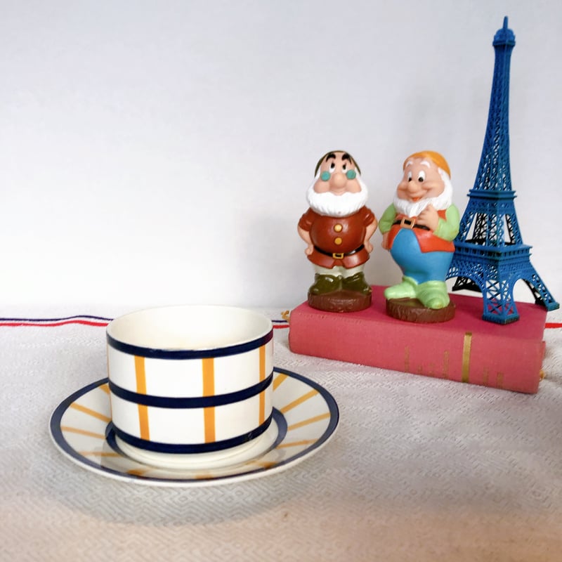 HBCM Béarn バスク柄 ショコラカップアンドソーサー「イエローxブルー