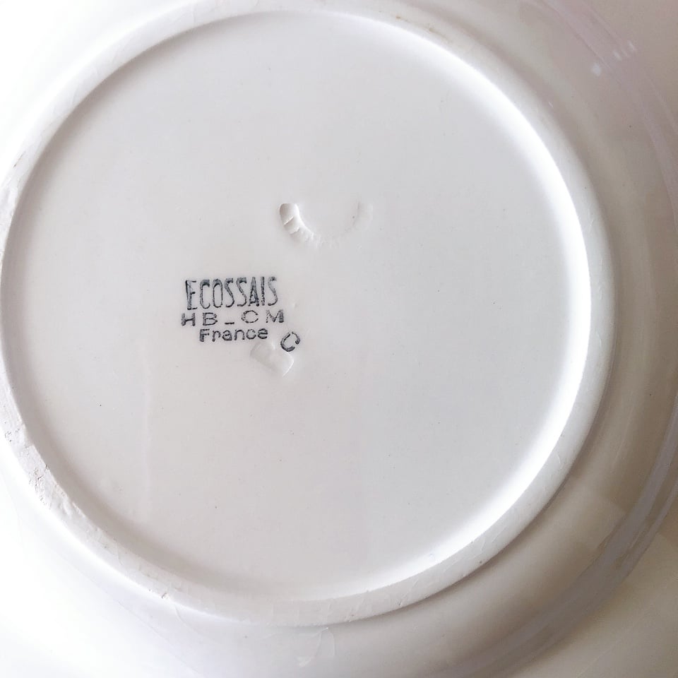 クレイユエモントロー HBCM スーププレート　C フランスアンティーク食器 HBCM クレイユモントロー エコセ スーププレート C ピンクパステル