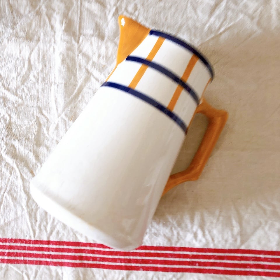 HBCMベアン バスク柄ピシェ ミルクポット 600ML オレンジx青 フランス