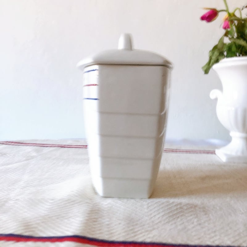 リュネヴィル 陶器製キャニスター FARINE フランスアンティーク食器 リュネヴィル 陶器製キャニスター FARINE フランスアンティーク