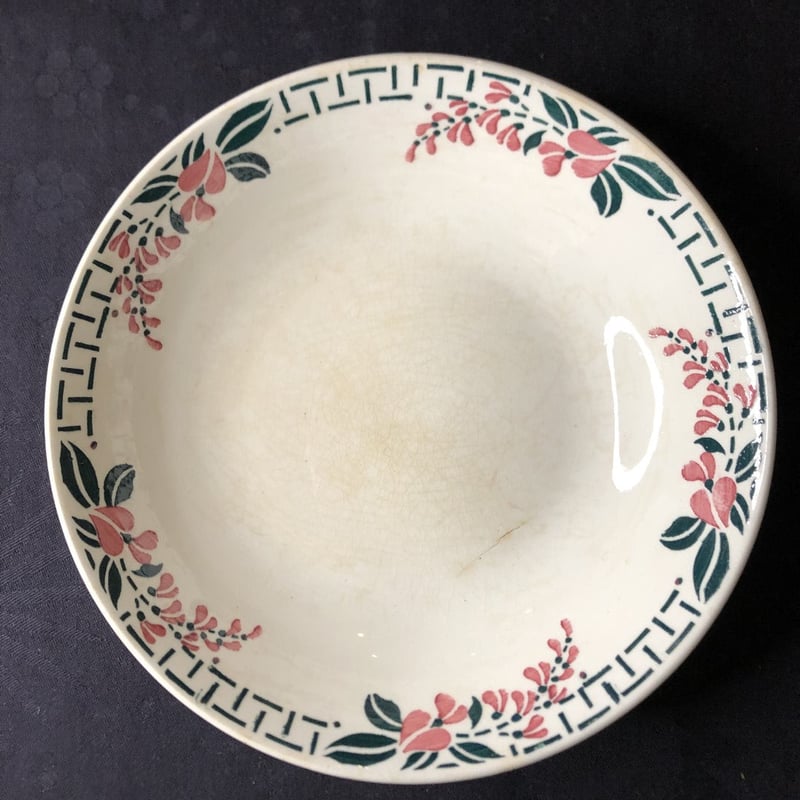 フランス サンタマン アンティークキャロットプレート、スーププレート