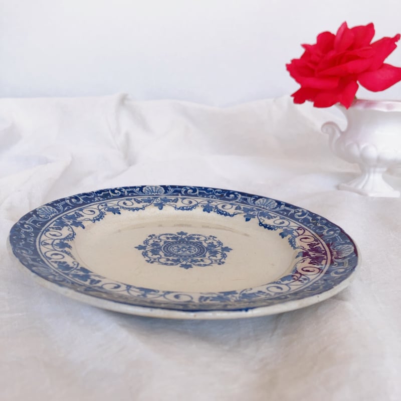 ヴィエイヤールボルドー　ルイ15 青　ディナープレート フランスアンティーク食器 ヴィエイヤールボルドー ルイ15 ディナープレート ブルー フランス